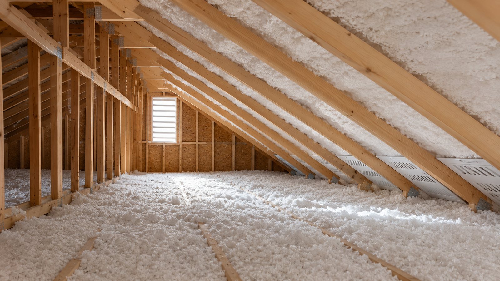 Fresh attic insulation installed by BnR Home Solutions in North-Central Indiana