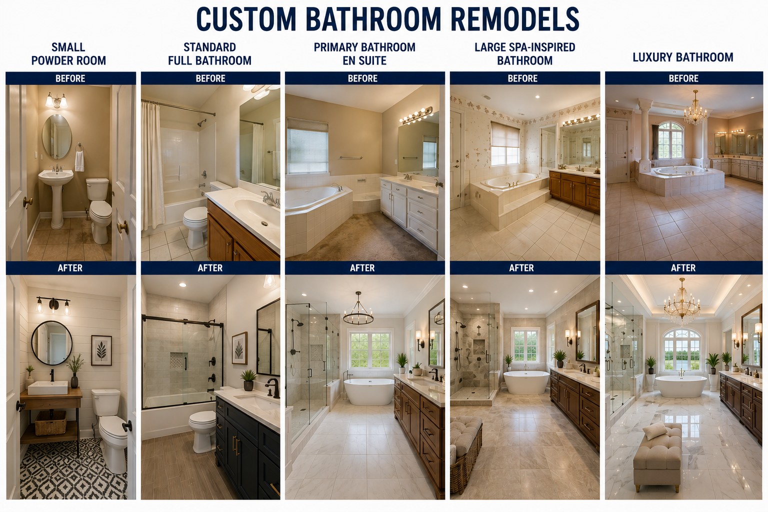 Before-and-after examples of our bathroom remodels work — BnR Home Solutions, North-Central Indiana