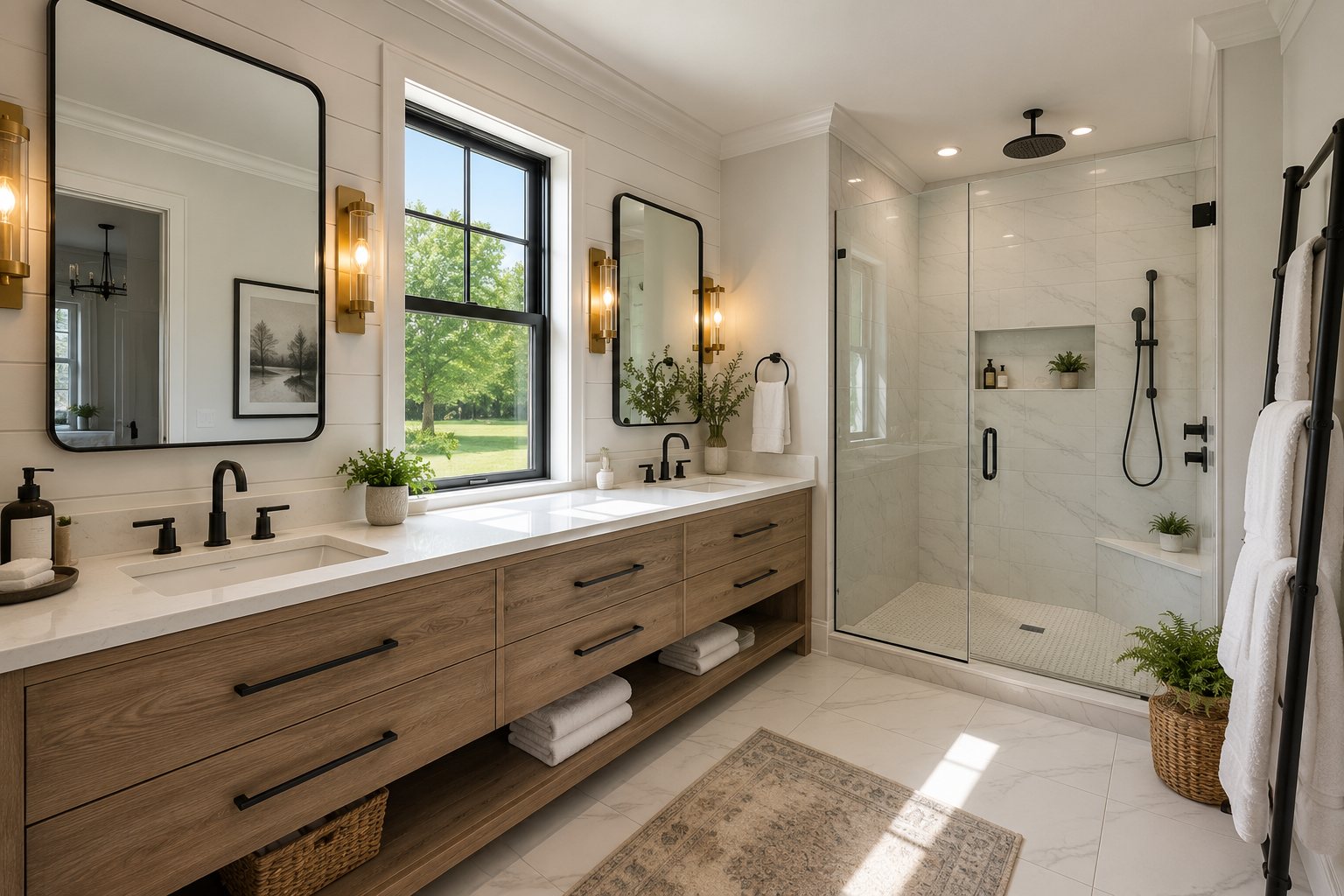 Modern farmhouse bathroom remodel by BnR Home Solutions in North-Central Indiana