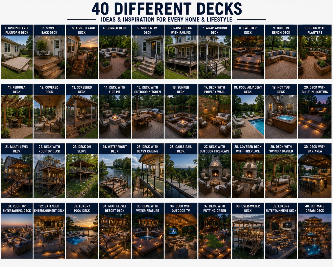 A range of decks styles we build, customized to your property — BnR Home Solutions, North-Central Indiana