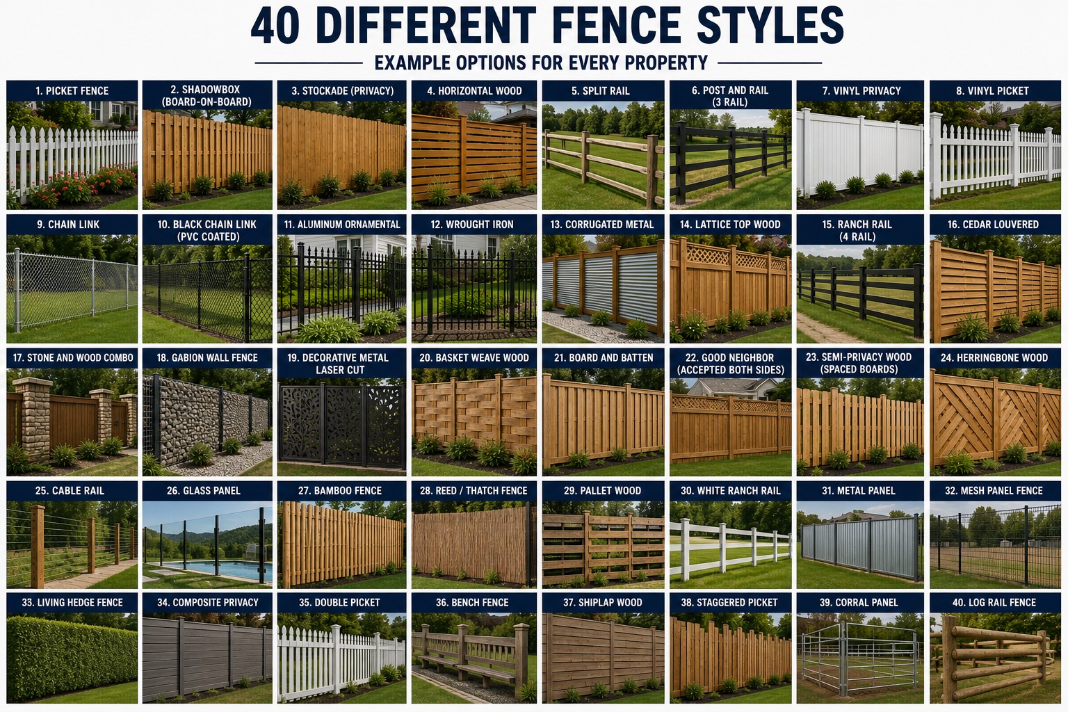 A range of fencing & gates styles we build, customized to your property — BnR Home Solutions, North-Central Indiana