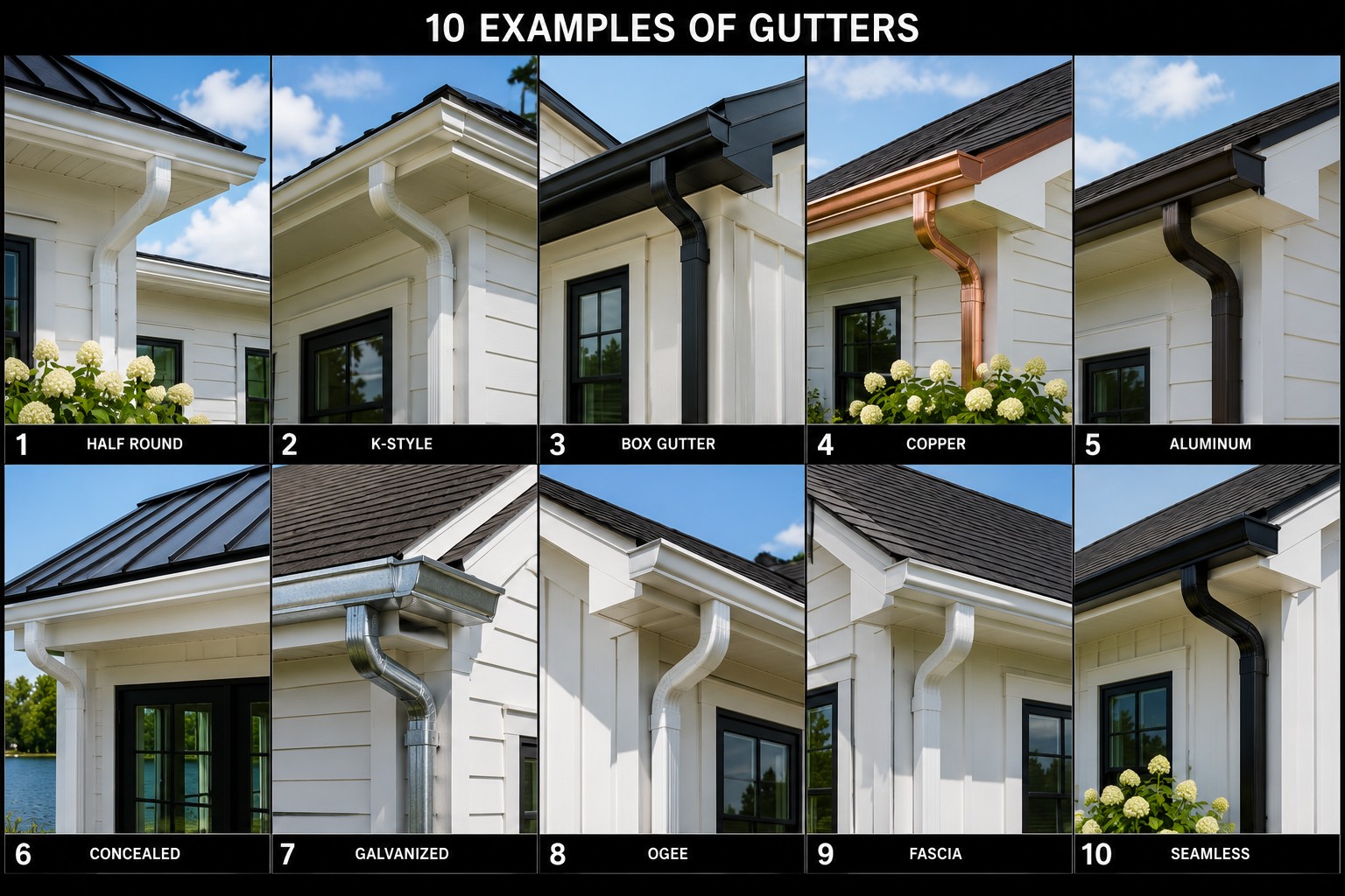 Gutter and downspout styles, profiles, and colors we install, matched to your home — BnR Home Solutions, North-Central Indiana