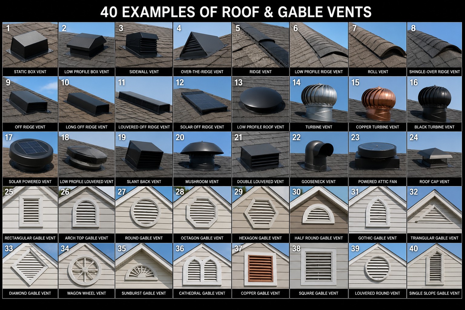Roof and gable vent options we install to keep your attic cool and dry — BnR Home Solutions, North-Central Indiana