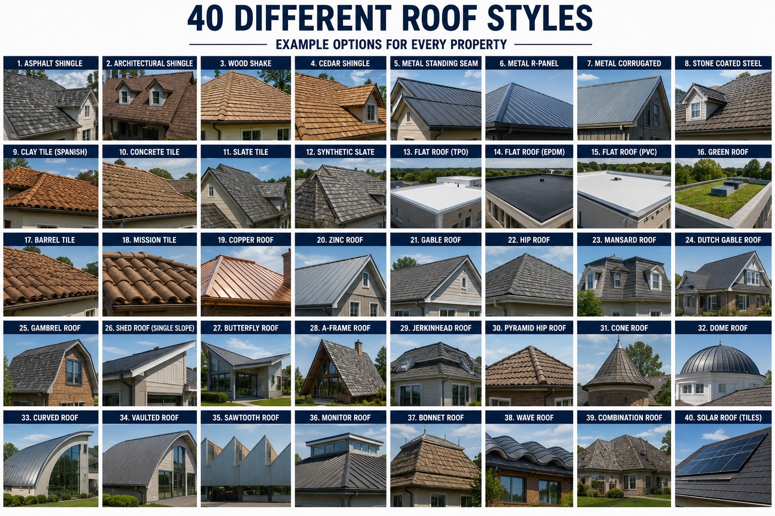 A range of roofing styles we build, customized to your property — BnR Home Solutions, North-Central Indiana