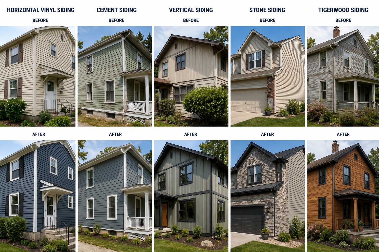 Before-and-after examples of our siding work — BnR Home Solutions, North-Central Indiana